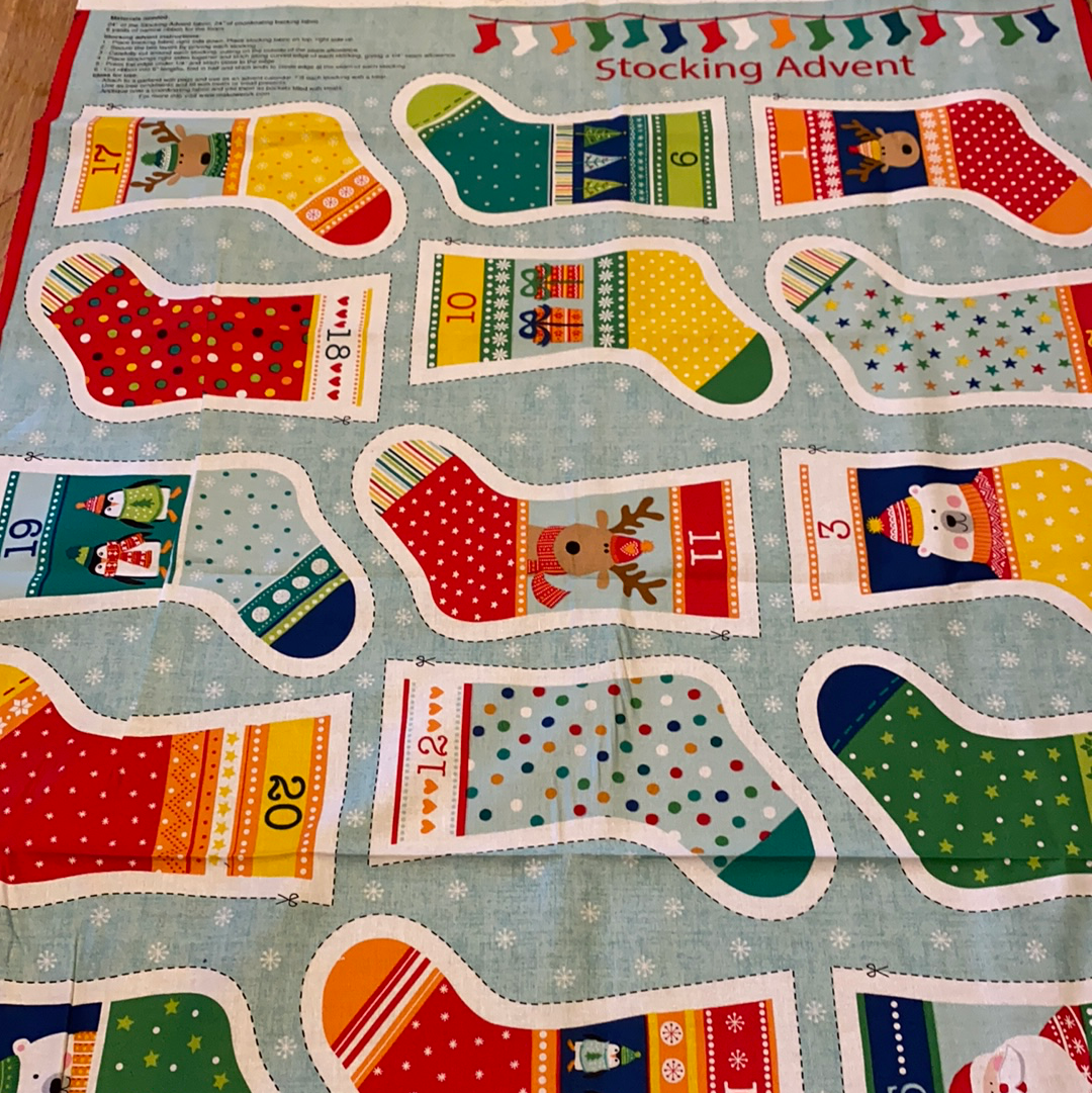 XP02 Ice blue Stocking advent Panel by Makower