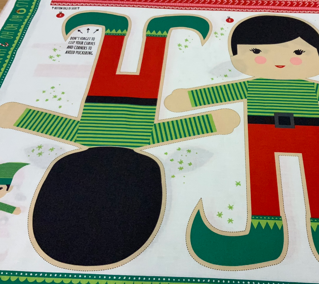 XP032 Make Your own Elf on the shelf boy & Girl Teddy Christmas Panel from Moda