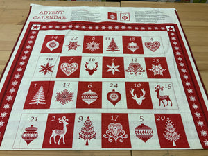 XP024 Red Skandi Advent Christmas Panel from Makower Fabric