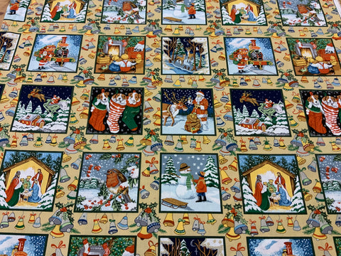 XP040 Card Style Bunting or winter quilt blocks Christmas Panel Moda