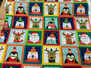 XP044-Card Style Bunting or winter quilt blocks Christmas Panel Moda
