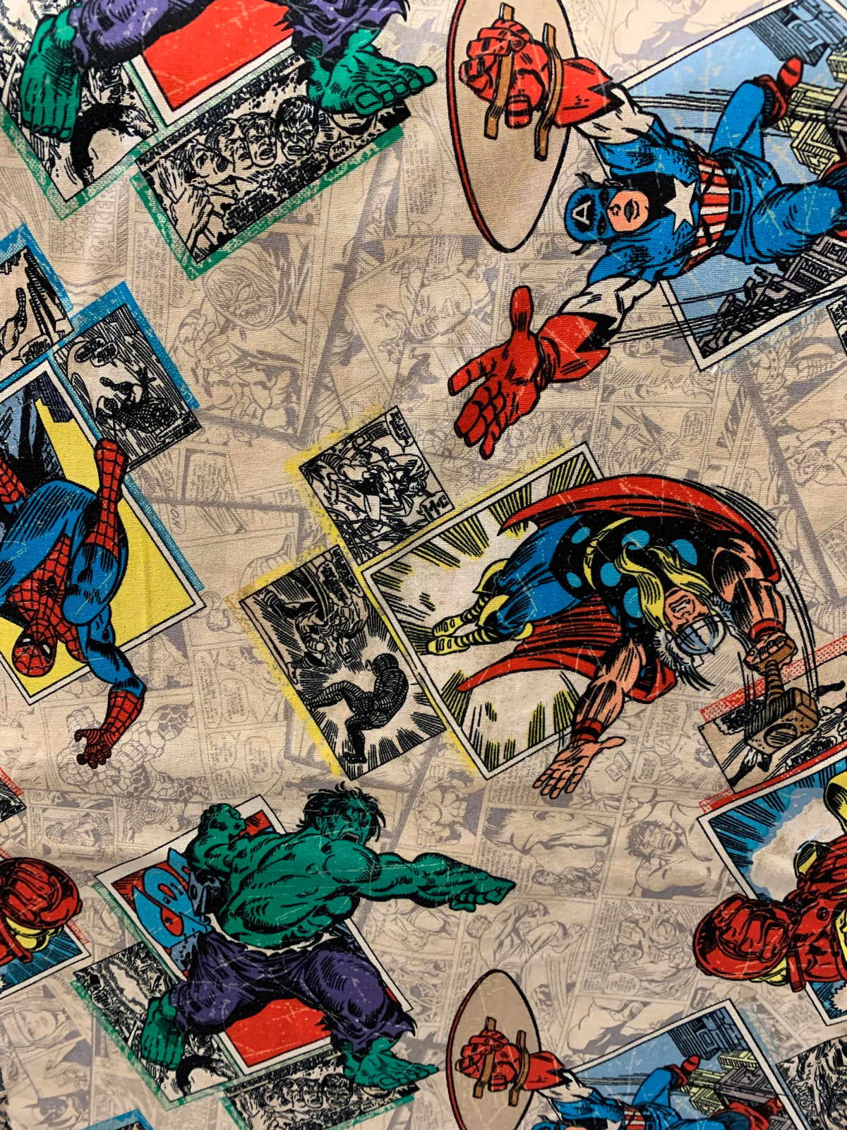 Superhero Fabric - Characters On Comic Background LFB24