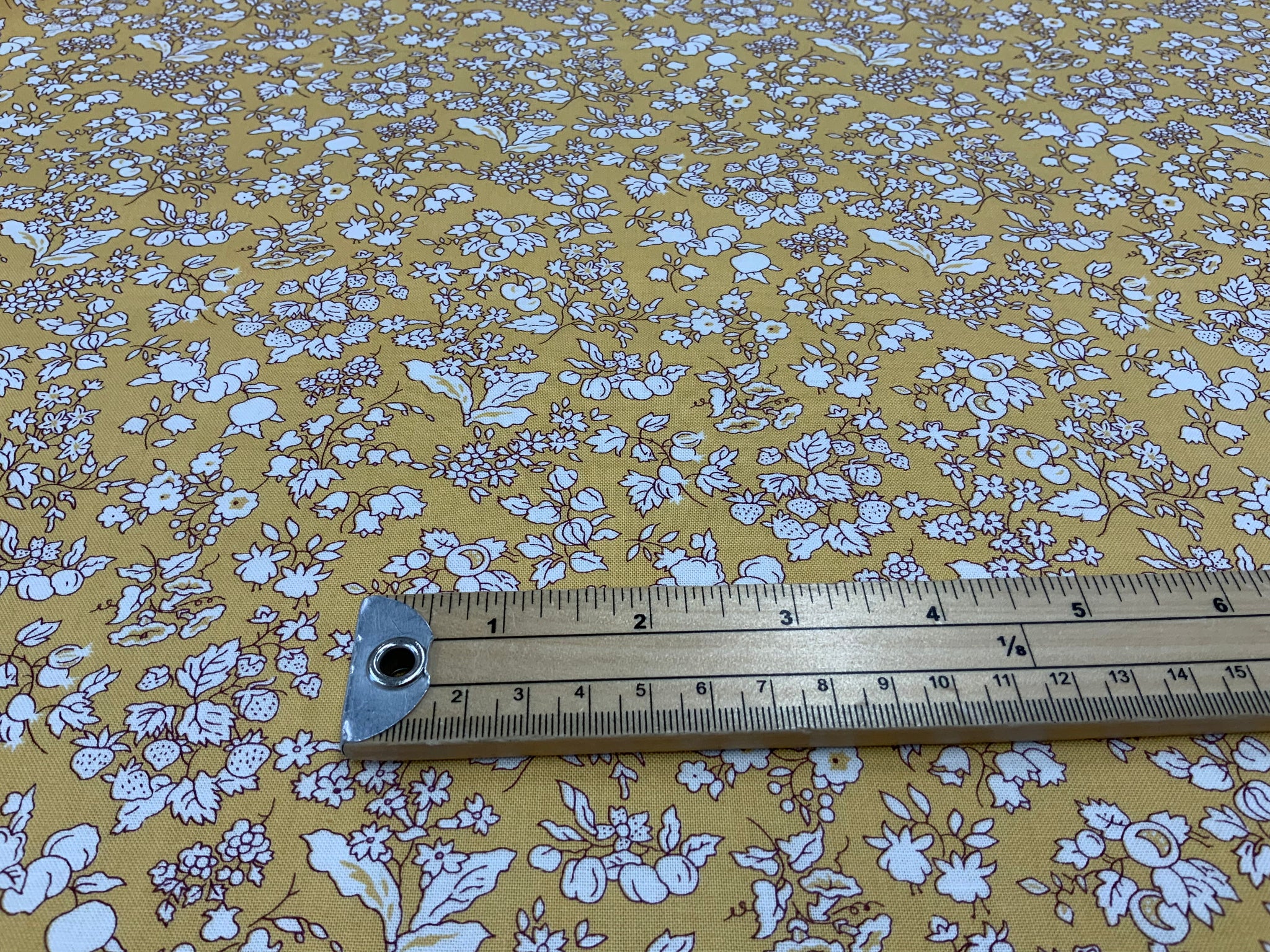 Liberty Fabric Fruit Silhouette Yellow  - 1/2 metre