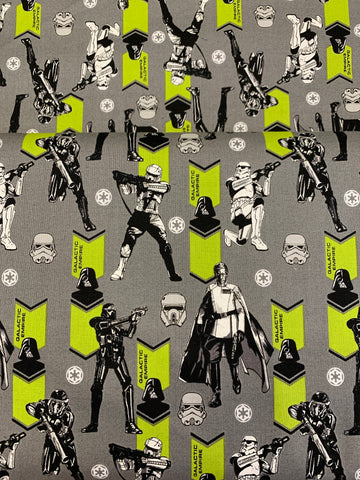 Star Wars Fabric - Characters Green Grey LFA09