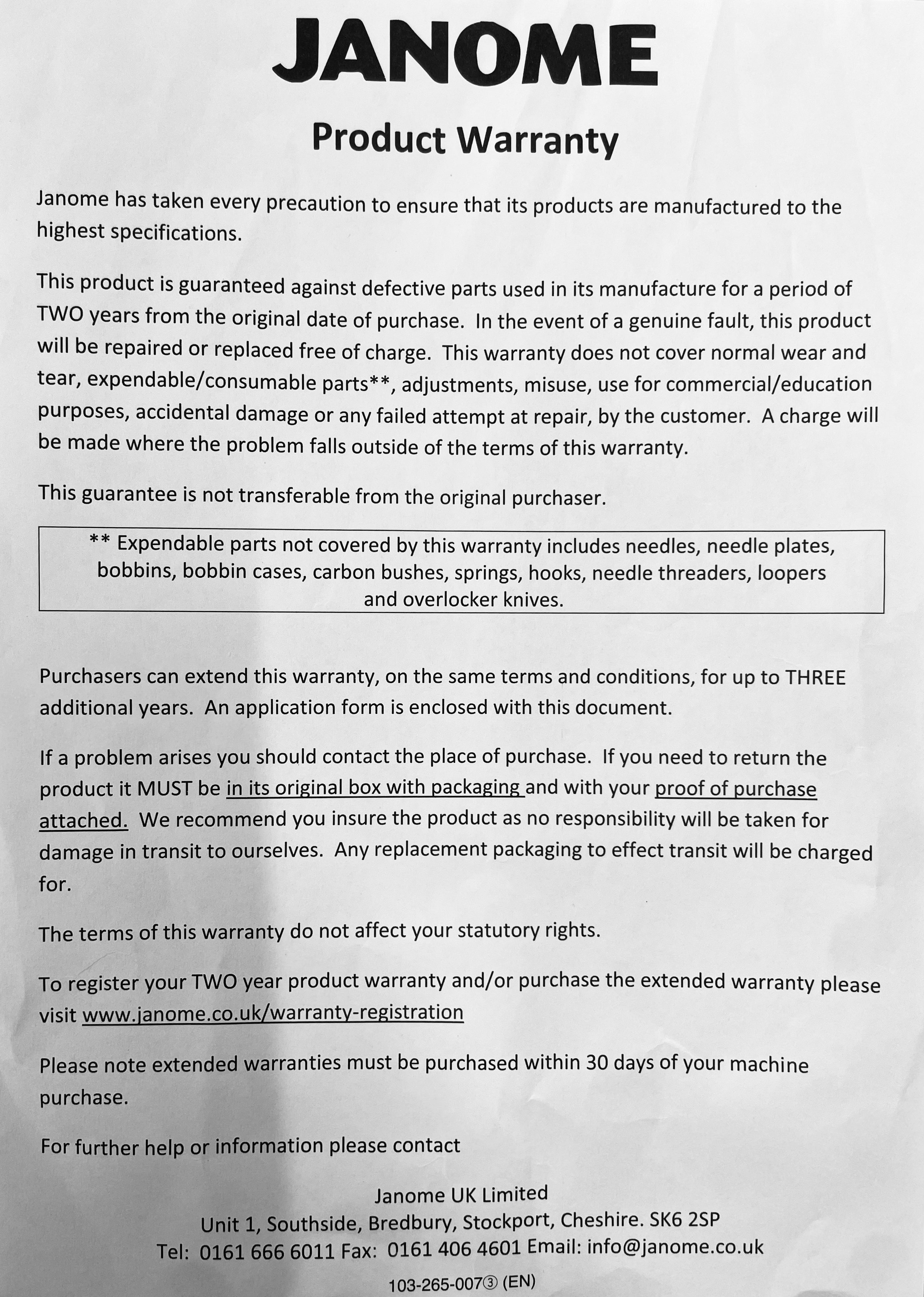 Warranty Repair Booking