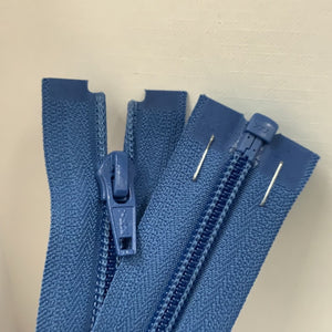 Bright blue open end zip