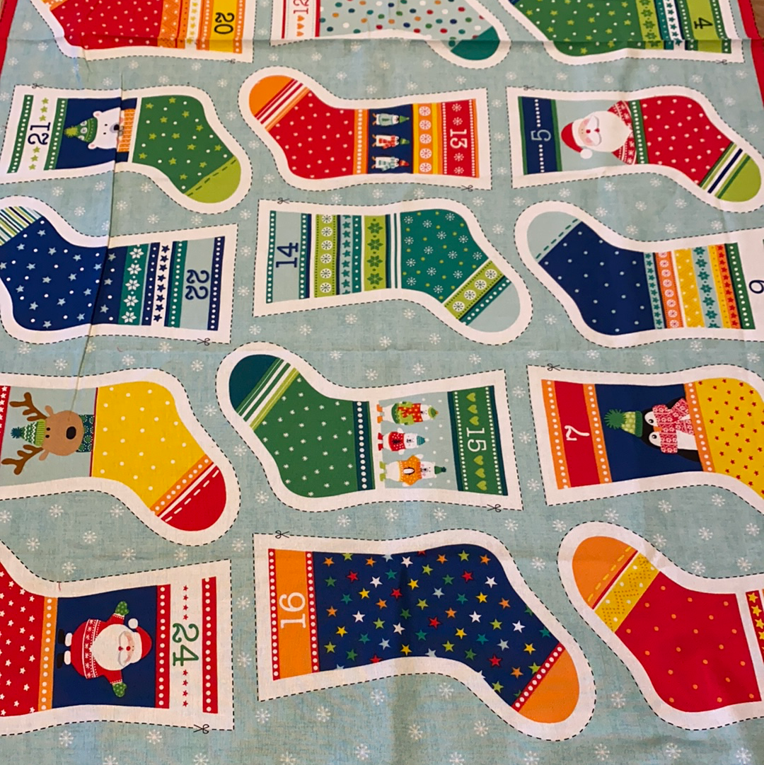 XP02 Ice blue Stocking advent Panel by Makower