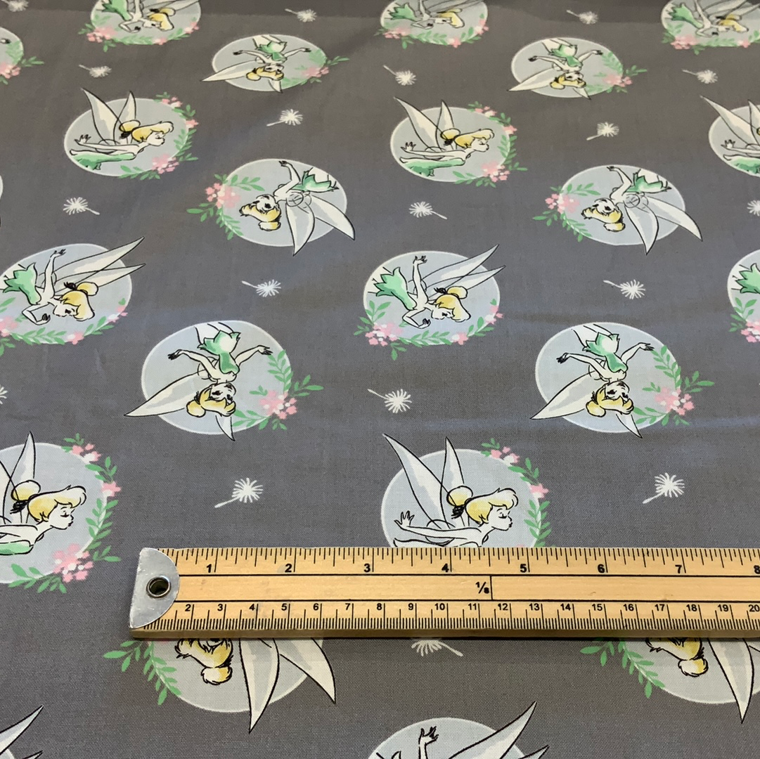 Tinkerbell Badge - Grey - 100% Cotton Fabric - LFG14