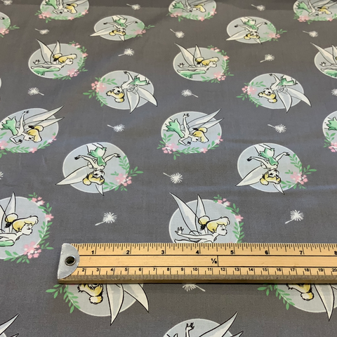 Disney - Tinkerbell Badge - Grey - 100% Cotton Fabric - LFG14