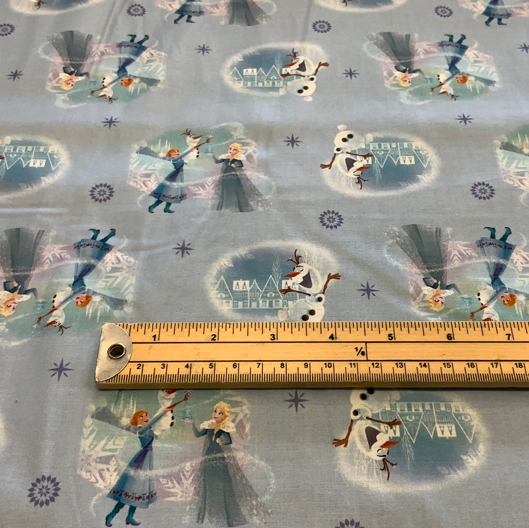Frozen- Blue Elsa And Anna- 100% Cotton Fabric - LFG07