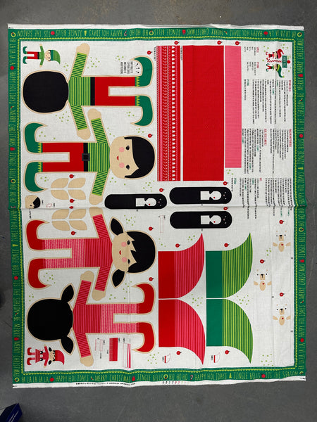XP032 Make Your own Elf on the shelf boy & Girl Teddy Christmas Panel from Moda