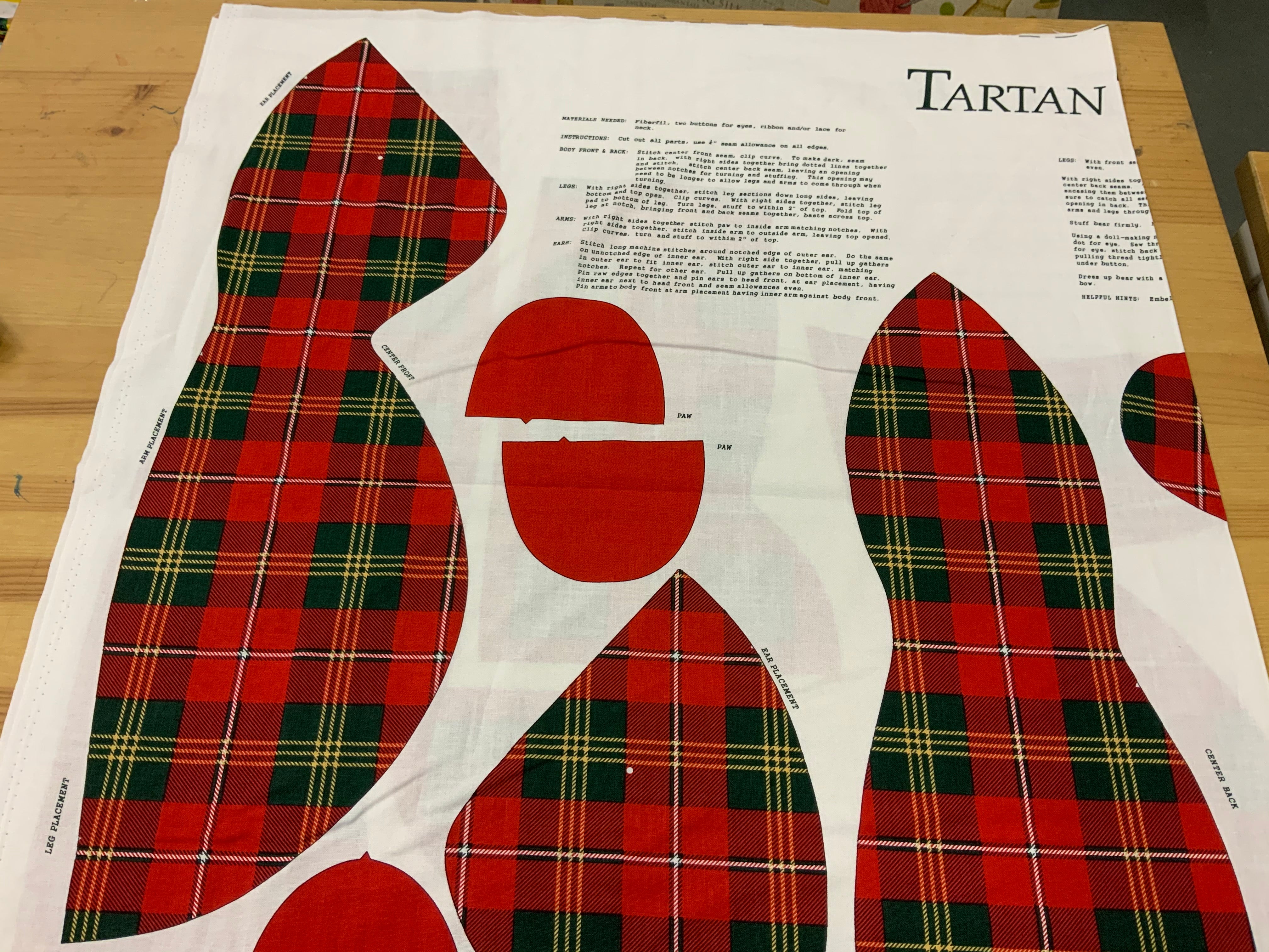XP033 Make Your own Tartan Teddy Bear Christmas Panel