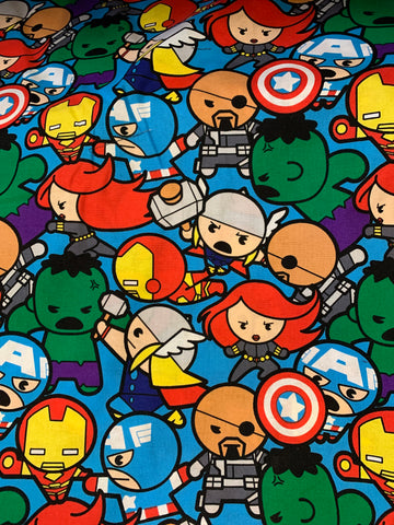 Marvel Fabric - Avengers Characters On Blue LFB23