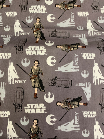 Star Wars Fabric - Rey On Grey LFA17