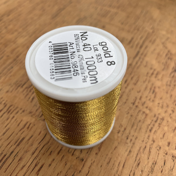 Madeira Metallic No 40 1000m Col.Gold 8 Embroidery Thread-Thread-Madeira Thread-Fabric Mouse