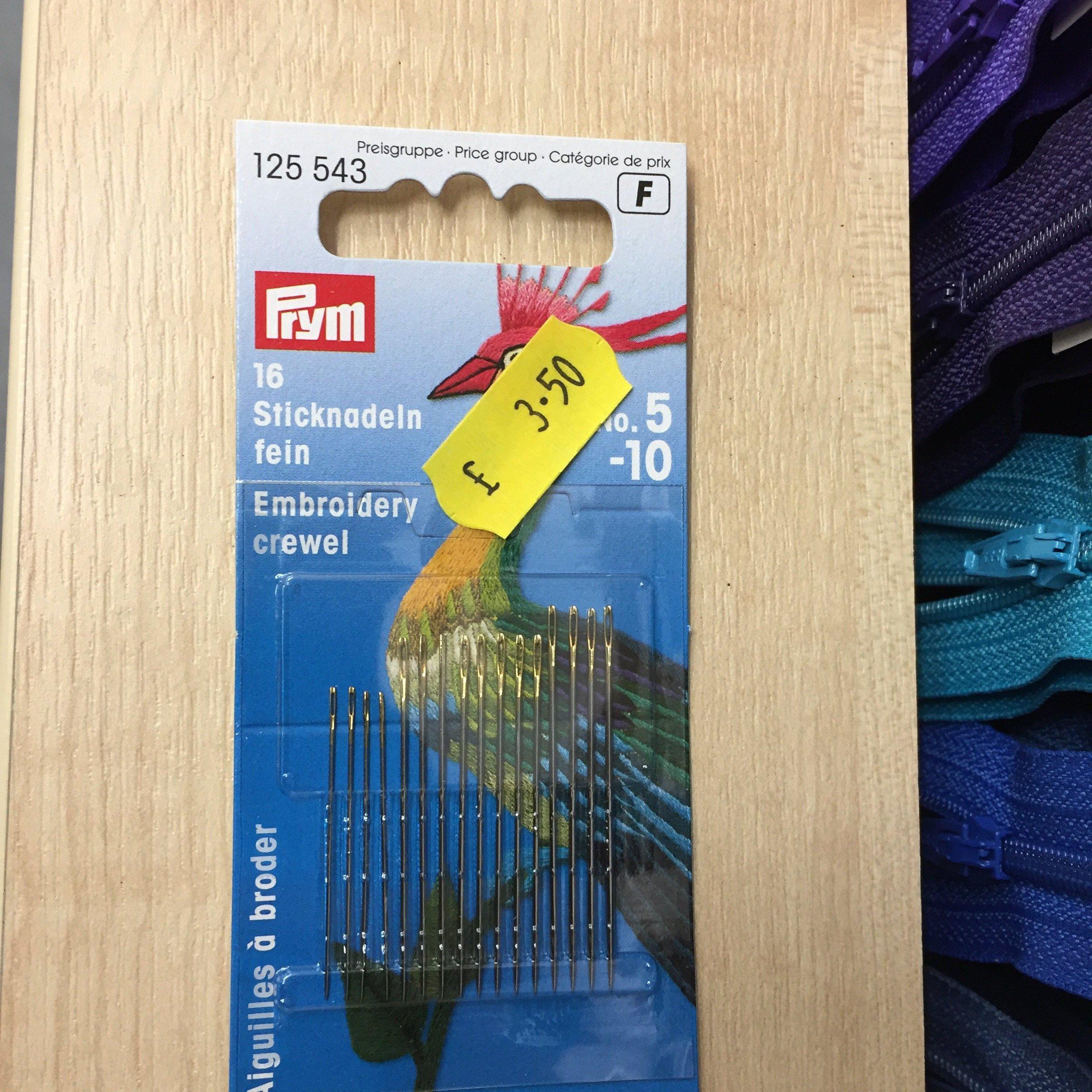 Prym 16 Embroidery needles No5- 125543-Fabric Mouse-Fabric Mouse