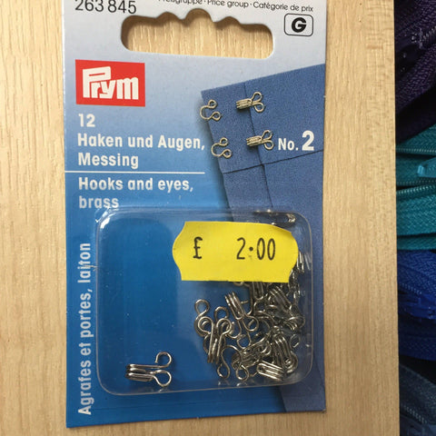 Prym Brass hooks and eyes no 2- 263845-Fabric Mouse-Fabric Mouse