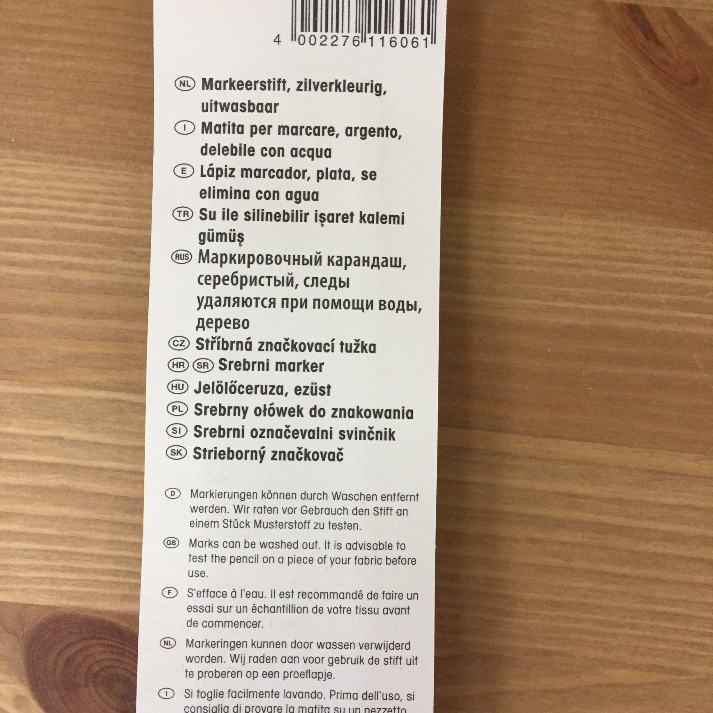 Prym Silver marking pencil, water erasable- 611606-Measuring Tools and Cutting-Fabric Mouse-Fabric Mouse