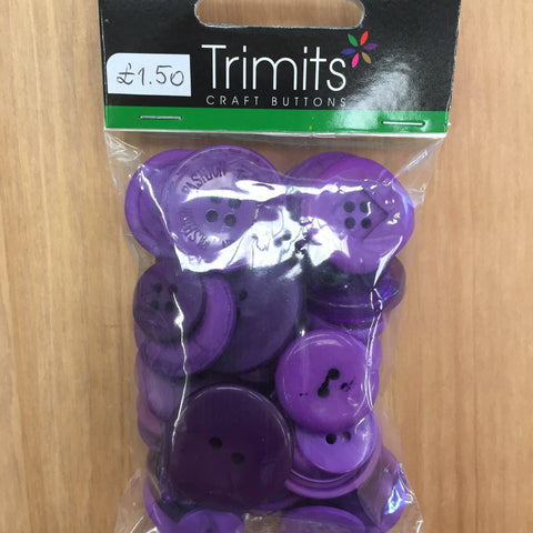 Trimits Craft Buttons Dark Purple-Fabric Mouse-Fabric Mouse