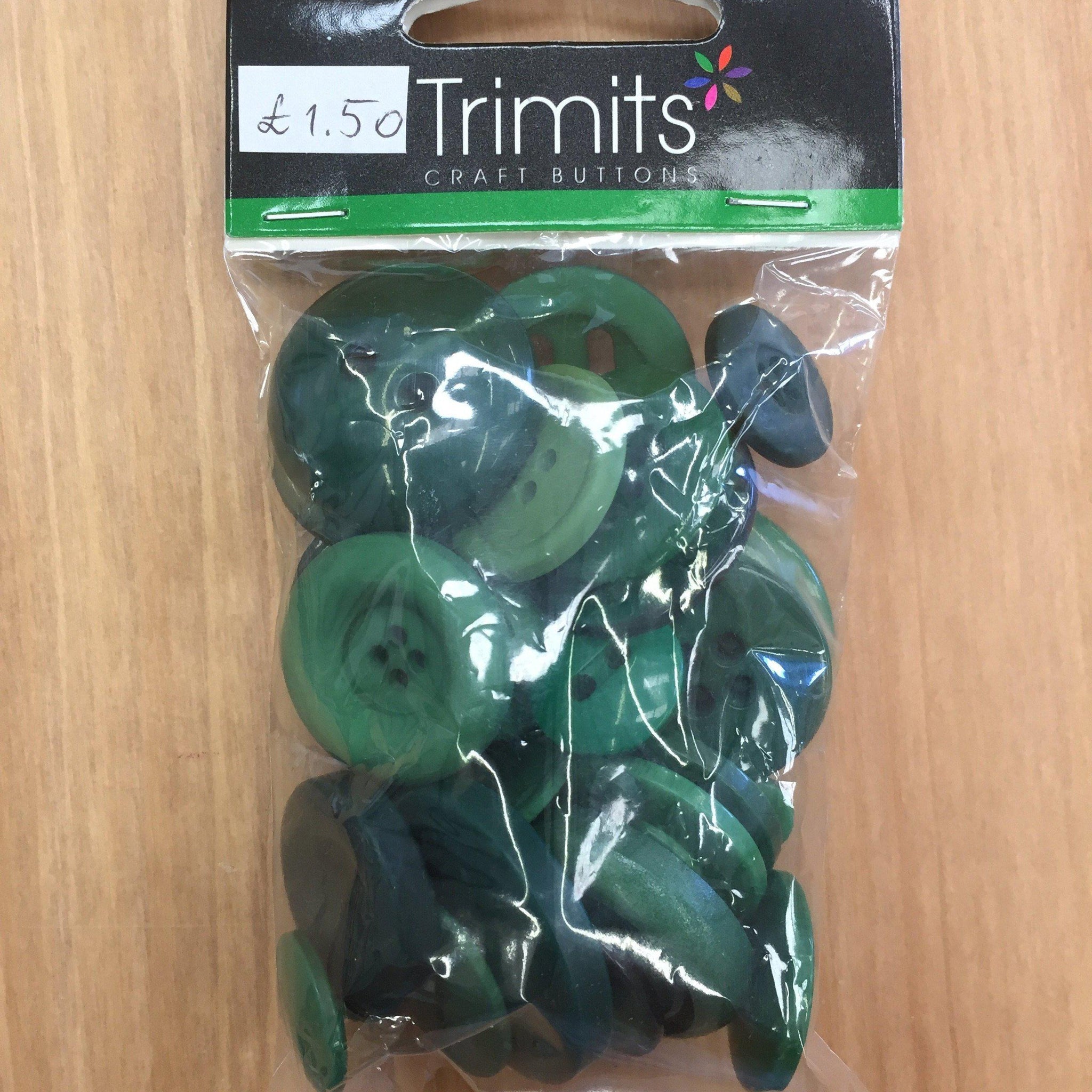 Trimits Craft Buttons Green-Fabric Mouse-Fabric Mouse