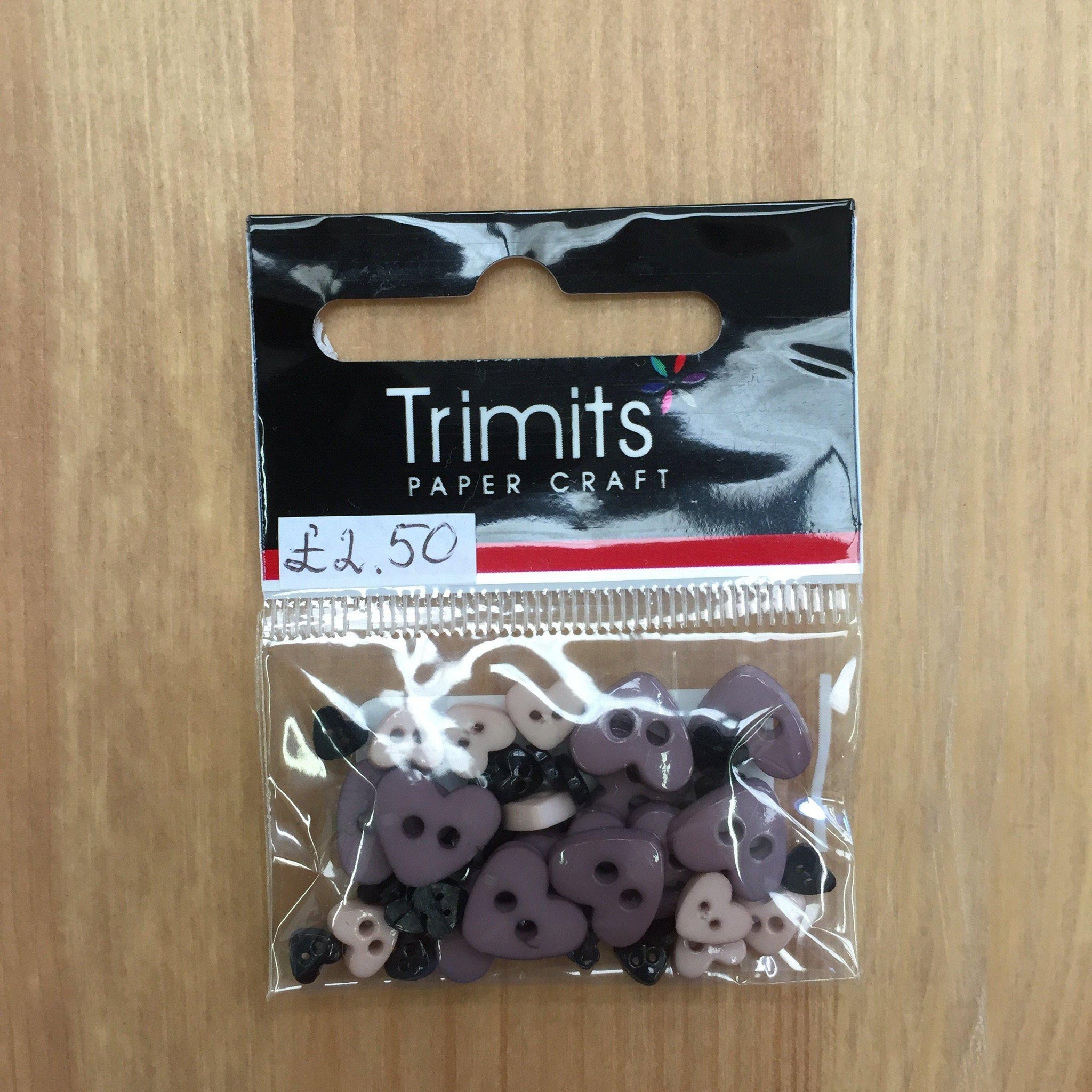 Trimits Paper Craft Nylon Black Heart Buttons-Fabric Mouse-Fabric Mouse